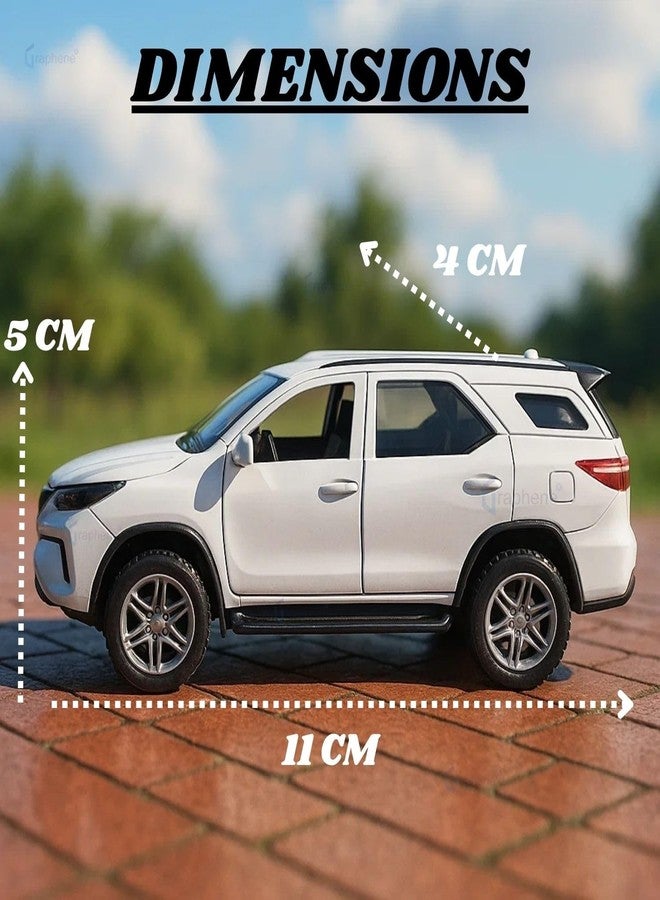 GRAPHENE 1:32 Scale Fortuner Die-Cast Pull Back Car Sturdy Metal Miniature Model Toy Vehicle for Kids Realistic Design with Smooth Action Premium Collectible Fortuner Toy Car (White) - Image 5